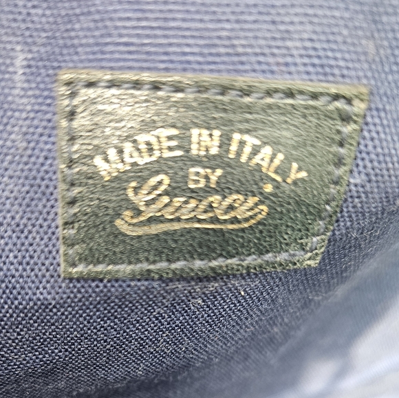 GUCCI BOSTON BAG VINTAGE SHERRY LINE GG SUPREME CANVAS NAVY RED UNISEX - Picture 8 of 13